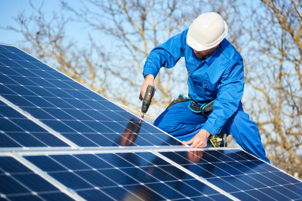 Solar installation team working
